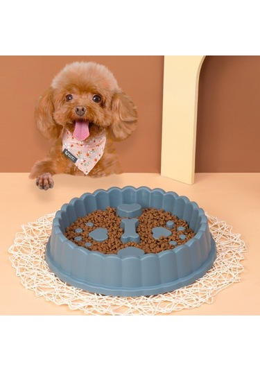 Cbtx Yavaş Yemek Kasesi Boğulma Önleyici Köpek Kasesi Kedi Köpek Mama Kasesi Mavi