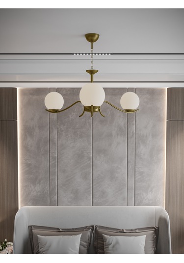 Merla 3'lü Eskitme Kasa Beyaz Camlı Avize