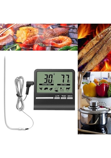 Springsun Siyah Mutfak Yemek Sicaklık Ölçer - Barbekü, Fırın Ve Pişirme İçin Gıda Termometresi