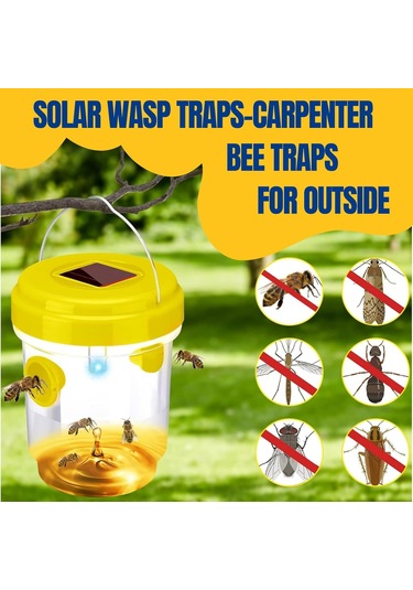 Neevoyu Güneş Enerjili Dış Mekan Asılı Arı Tutucu - 2 Adet Sarı Arı Tuzağı, Otomatik Isıtma Ve Tutma Fonksiyonu İle