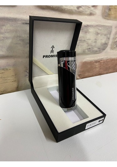 Promise Marka 4 Ateşlemeli Siyah Gri Puro Çakmağı İsme Özel Çakma