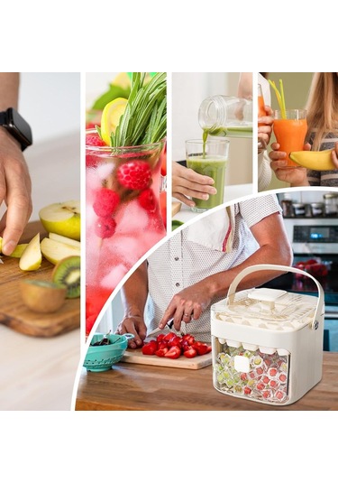 Youtek 48 Bölmeli Yeniden Kullanılabilir Buz Kalıbı - Anti Yapışkan Malzeme, Ev/bar/kamp Kullanıma Uygun, Fonksiyonel Depolama Kutusu Beyaz