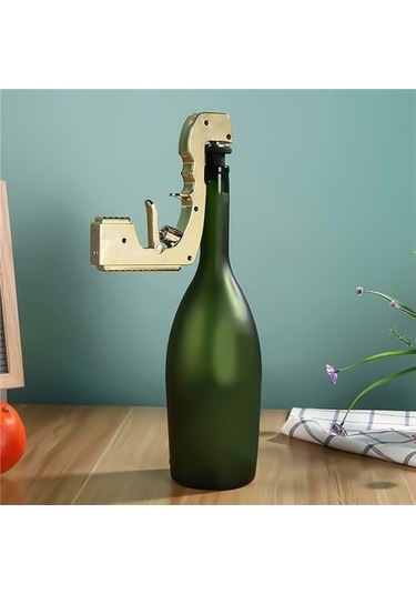 Plastik Metal Kabarcıklı Blaster Şampanya Şişesi Fışkırtma Tabancası Siyah