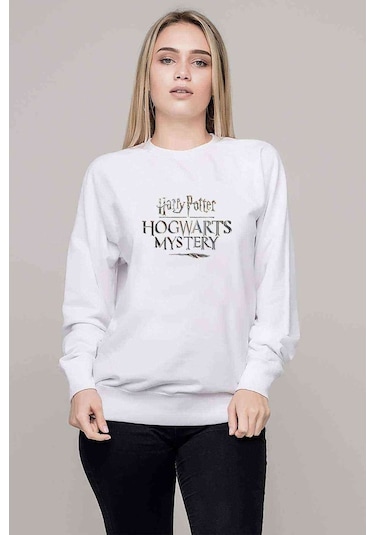 Baskılı Tshirt 01 Baskılı Beyaz Kadın Sweatshirt