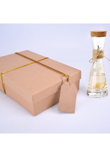 100 Paket Kraft Kağıt Hediye Etiketi, 4cm X 7cm, Burl'lu Askılı E