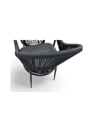 Papatya İp Örgü Alüminyum 4 Lü Masa Takımı Antrasit