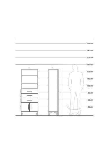Arges Dolap 3 Raflı 3 Çekmeceli 2 Kapaklı 60x30x163 Antrasit-aytaşı Antrasit