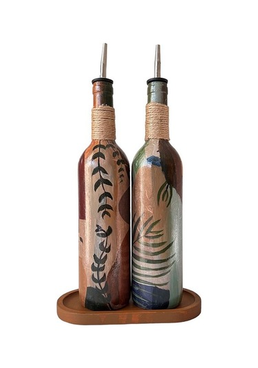 Afrika Kadın Temalı El Yapımı 750 Ml Zeytinyağı Sıvıyağ Şişesi Ya