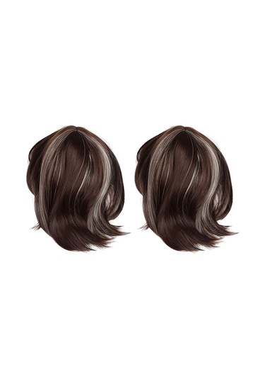 Namuny 2x Kadın Cosplay Peruk Orta Saçlı Kızlar Orta Uzun Saç Karışık Altın Saçak + Kahverengi