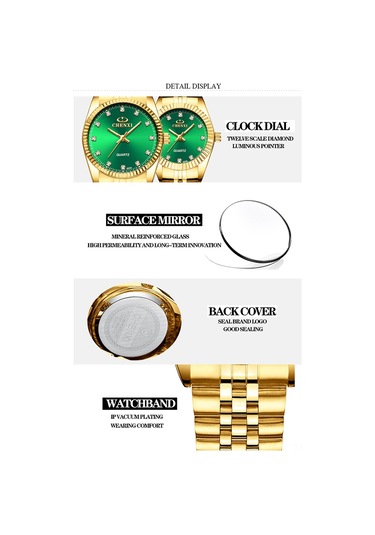 Springsun Kadınlar Klasik Kuvars Saat, Paslanmaz Çelik Kordon, Parlak İşaretçiler, 30m Su Geçirmez, Yeşil Dial, Günlük Ve İş Giyimi Altın - Beyaz