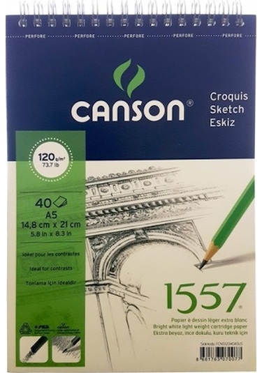 Canson 1557 120Gr A5 40 Yaprak Üstten Spiralli