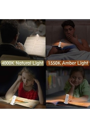 Pazly Tcherchı Okuma Led Lambası, Kitap Okuma Klipsi, Başucu Dp Beyaz Beyaz