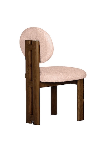 Coco İskandinav Teddy Natural Ahşap Bohem Sandalye Ceviz - Krem