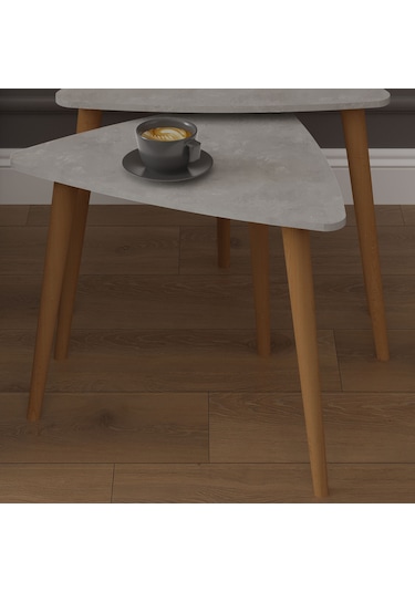 3 Lü Üçgen Zigon Sehpa Ahşap Ayaklı-sehpa02-retro Gri