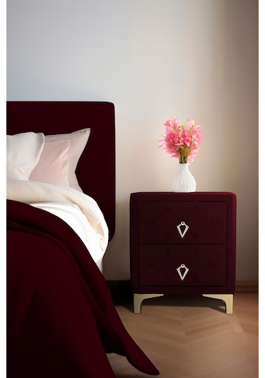 Ruby 2 Çekmeceli Komodin-gold Model Kapitoneli Yatak Odası Ikili Komodin&şifonyer Modelleri