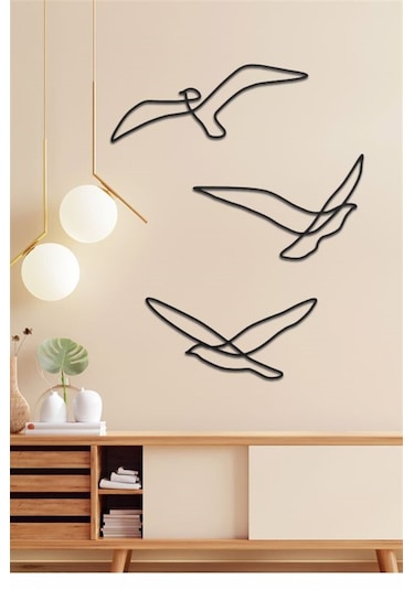 3 Çizgi Martı - Metal Tablo Set