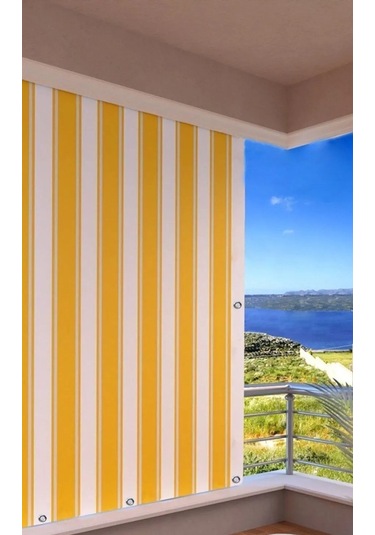 Gencer Home Balkon Perdesi Kuş Gözü Her Ölçü Seçenekli Sarı Beyaz Sarı - Beyaz