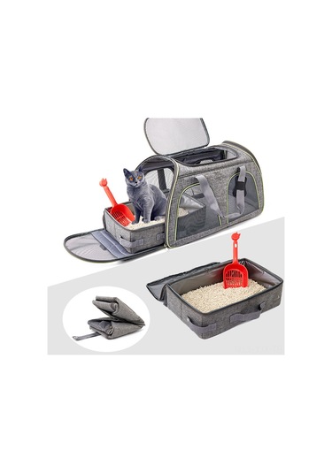 Geekyou Taşınabilir Çok Amaçlı Kedi Kutuğu - İçinde Su Geçirmez Peva Linerli Katlanabilir 24x40cm Dikdörtgen Kedi Tuvaleti