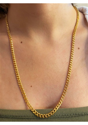 Erkek 4 Mm Gold Renk Çelik Zincir Gold