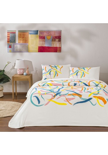 Taç Baskılı Zest Çift Kişilik Pike Takımı Turuncu 000000001000049788 Turuncu