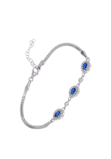Nagiss Damla Model Lacivert Zirkon Taşlı 925 Ayar Gümüş Kadın Bileklik