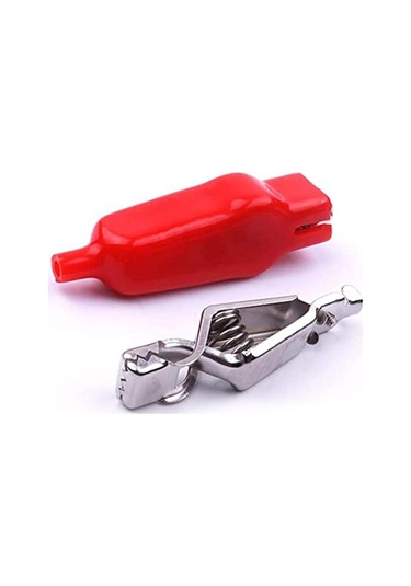 Timsah Klipsi Kılıflı Daha İyi Korozyona Dirençli Timsah Klipsleri 2 X Kırmızı