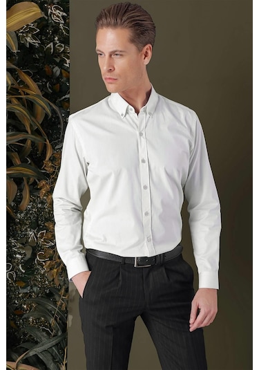 Efor Gk 711 Slim Fit Mavi Klasik Gömlek Mavi