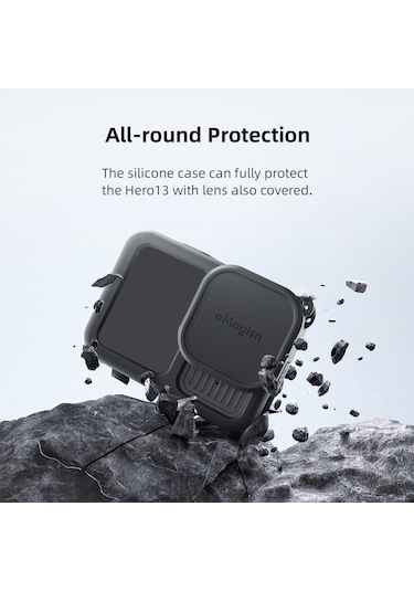 Ranyeek Gopro Hero 13 İçin Silikon Korumalı Kılıf + Lens Kapağı, Askı İp İle Tam Fonksiyon Erişimi, Pil Değişimi Kolay, Mavi