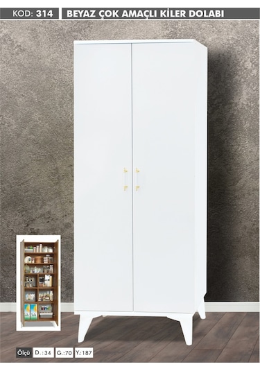 2 Kapılı Büyük Çok Amaçlı Beyaz Dolap