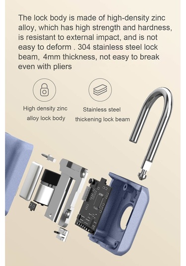 Folinda Mavi Mini Parmak İzi Kilit, 20 Parmak İzi Depolama, Ipx2 Suya Dayanıklı, Gizli Ve Güvenli Kilitleme, Çanta/kapi/uygulama İçin Batarya Dahil