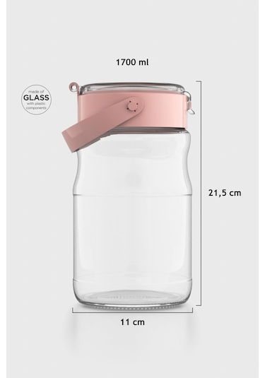 Renga Mono 1700 Ml Pembe Kapaklı Cam Kavanoz 131072 Pembe