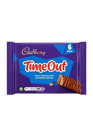 Cadbury Timeout Milk Chocolate Covered Wafer 6x18g 108g