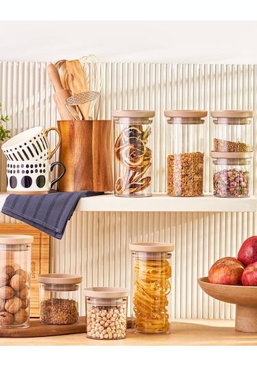 Emsan Arya 8'li Kavanoz/Saklama Kabı Bej