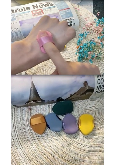 Melien Mini Üçgen Parmak Makyaj Süngeri Siyah - Yeşil 2'li