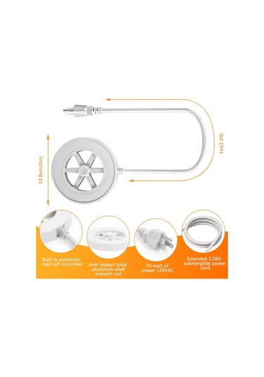 Yaozixa 70w Otomatik Sıcaklık Kontrollü Kuş Banyosu Isıtıcı - Kışın Dondurmayı Engelle, Havuz Ve Su Tankları İçin, 1 Metre Kablolu, Amerika Standardı