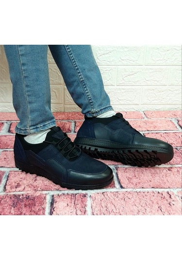 Voyager 4821 Lacivert Üst Sınıf Nubuk Hakiki Deri Kaymaz Taban Er