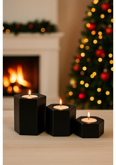 Dekoratif Tealight Mumluk Siyah Tealight