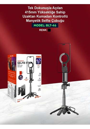 Magsafe Mıknatıslı 41.5 Cm 360 Ayarlanabilir Bluetooth Alüminyum Telefon Tripod Android İos