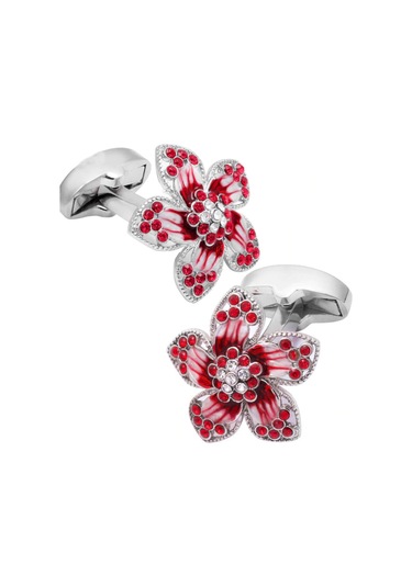 Nilegant Kadın Kırmızı Çiçek Kol Düğmesi