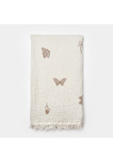 Biorganic Butterfly Feeling Müslin Battaniye 90x90 Cm 64739 Ekru