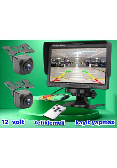 7'' Ekran + 2 Adet 170'' Geniş Açılı Kamera Set Kayıt Yapmaz 12v