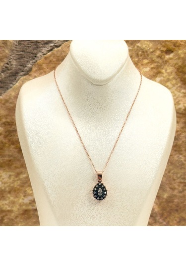 Elmas Montür Rosegold Damla Gümüş Set Takım Rose Gold