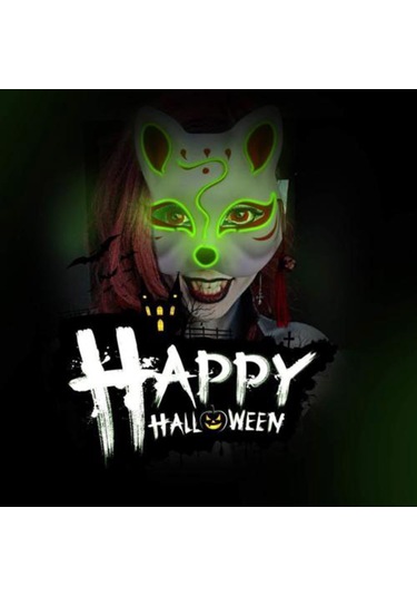 Teltree Renkli Neon Işık Maskesi: Parti, Halloween Ve Kostüm Etkinlikleri İçin Led Aydınlatmalı Yüz Maskesi Mor