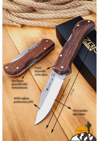 Ceviz Sap Kamp Çakısı Outdoor Piknik Çakısı Bahçe Çakısı Çkw-473 Kahverengi