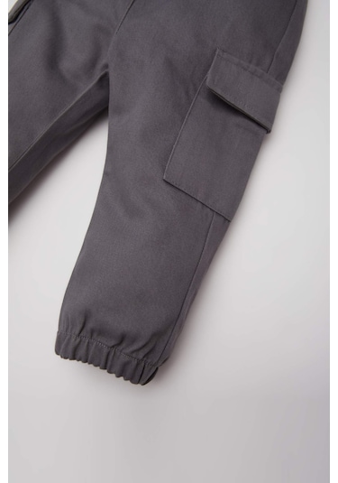 DeFacto Erkek Bebek Beli Paçası Lastikli Cepli Gabardin Pantolon E2010A525SPGR452 Gri