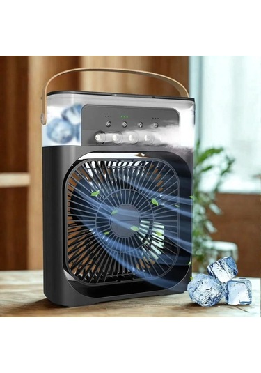 Taşınabilir 3 Farklı Mod Ayarlı 7 Farklı Led Işıklı Sulu Soğutmalı Taşınabilir Masaüstü Usb Fan Vant