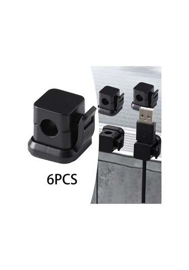 Homyl 6 Adet Manyetik Kablo Klipsi Kordon Organizatör Siyah