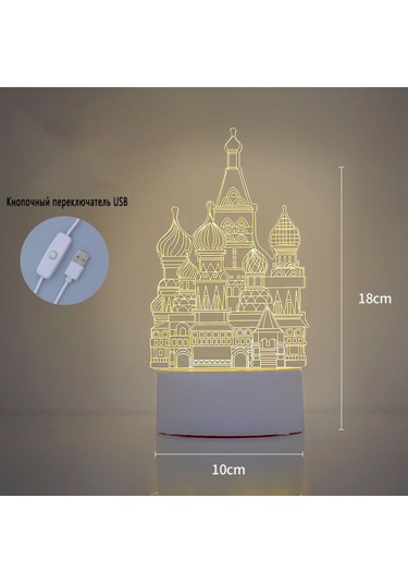 Xiyyadms Kale Desenli 3d Led Gece Lambası - Dokunmatik Kontrol, 3 Renk Seçeneği, Usb Şarjlı, Çocuk Odası Dekorasyonu Beyaz