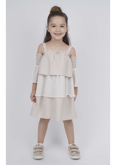 Bestkids Kız Çocuk Çizgili Katlı Elbise 001