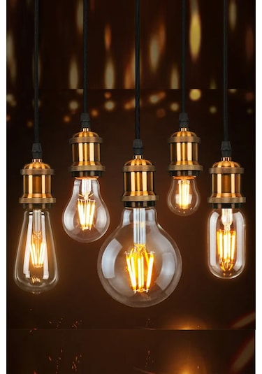 Rustik Led Ampül E27 Duy G95 4w Bal Cam Sarı Işık Tasarruflu Deko